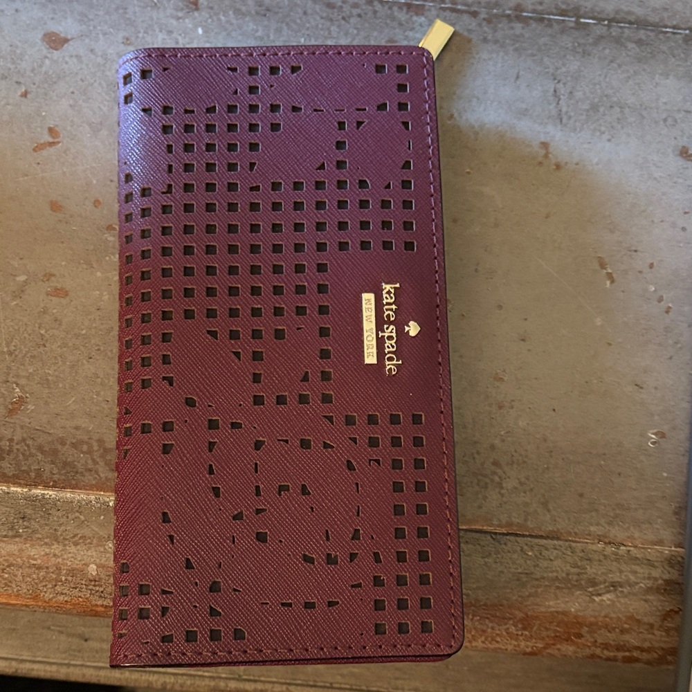 Kate Spade Plum Cut-Out Wallet with Gold Accent